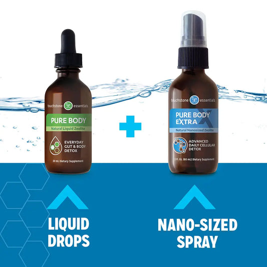 Zeolite Detox Package 30-day supply | 1 Pure Body (20mL) & 1 Pure Body Extra (60mL)