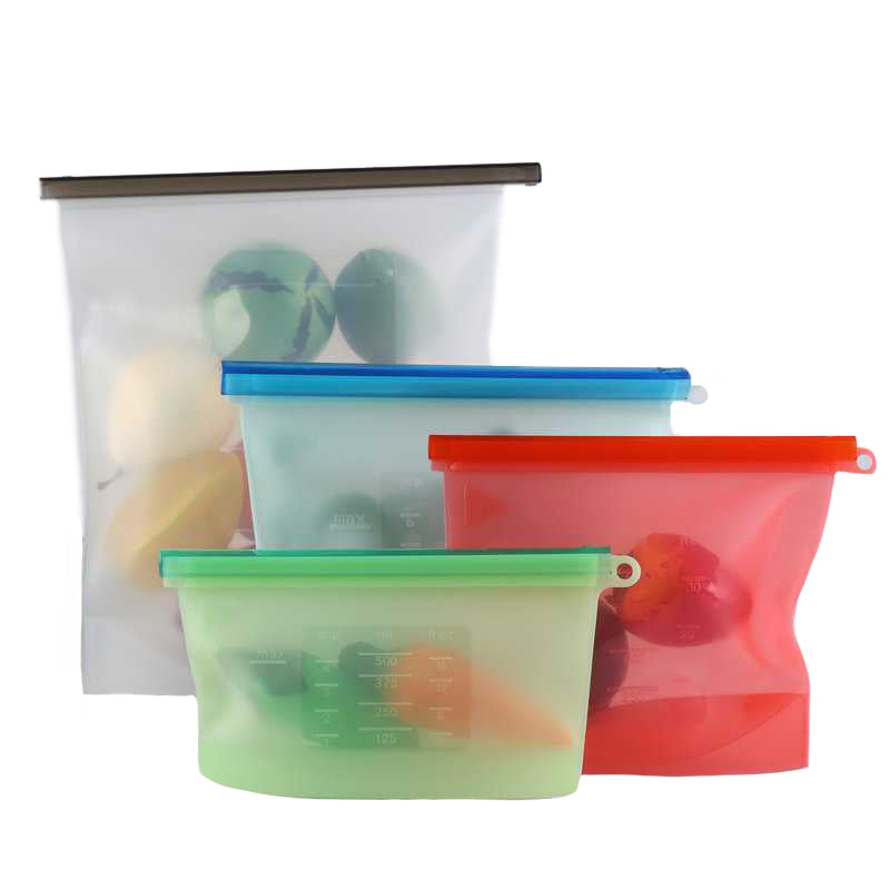 Reusable Silicon Food Storage Bags Set of 4 (500 ml, 1000 ml, 1500 ml, 4000 ml)