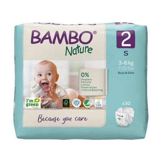 Bambo Nature Organic Diapers - Size 2 (3-6 KG) Pack of 30 pcs
