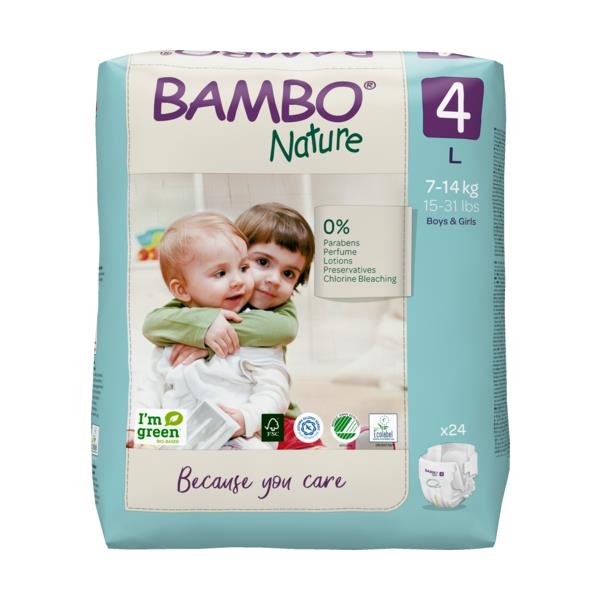 Bambo Nature Organic Diapers - Size 4 (7-14 KG) Pack of 24 pcs